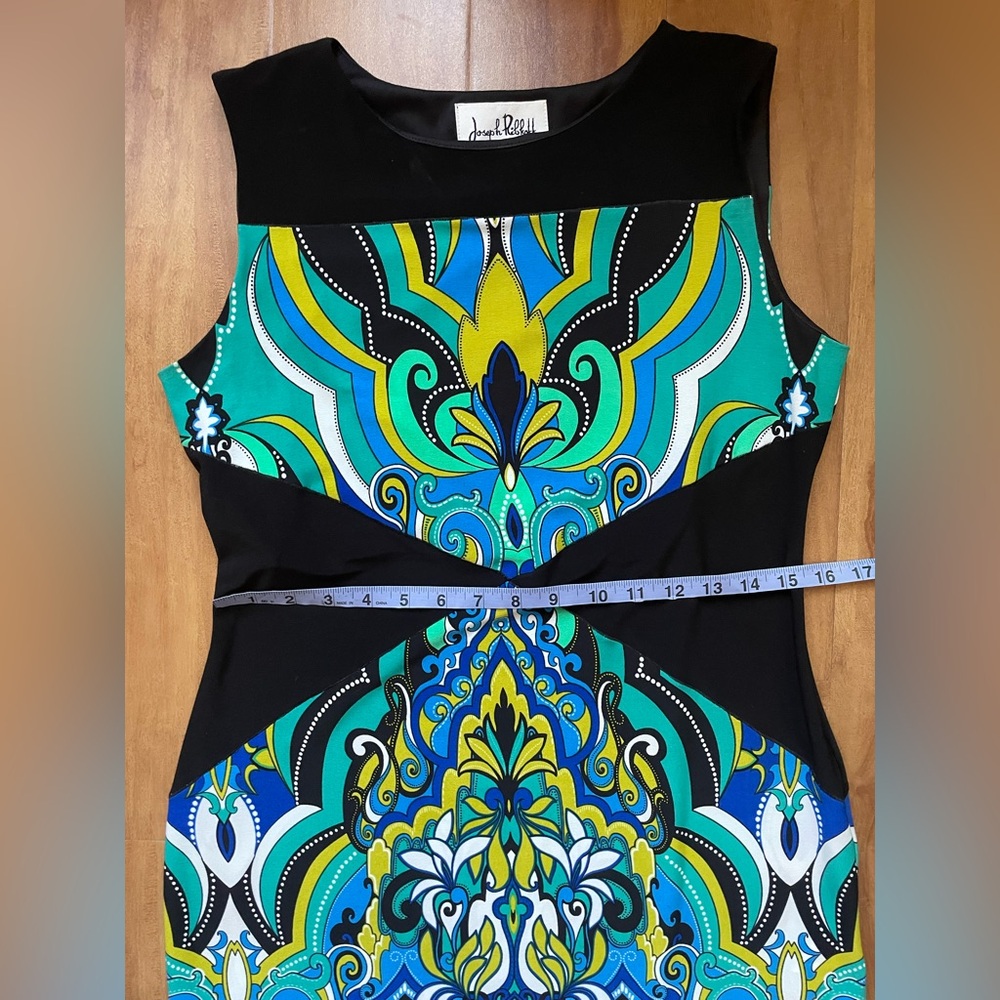 Vibrant Vintage 90s Multicolor Sleeveless Joseph Ribkoff Mini Dress, Size Medium - Picture 8 of 10